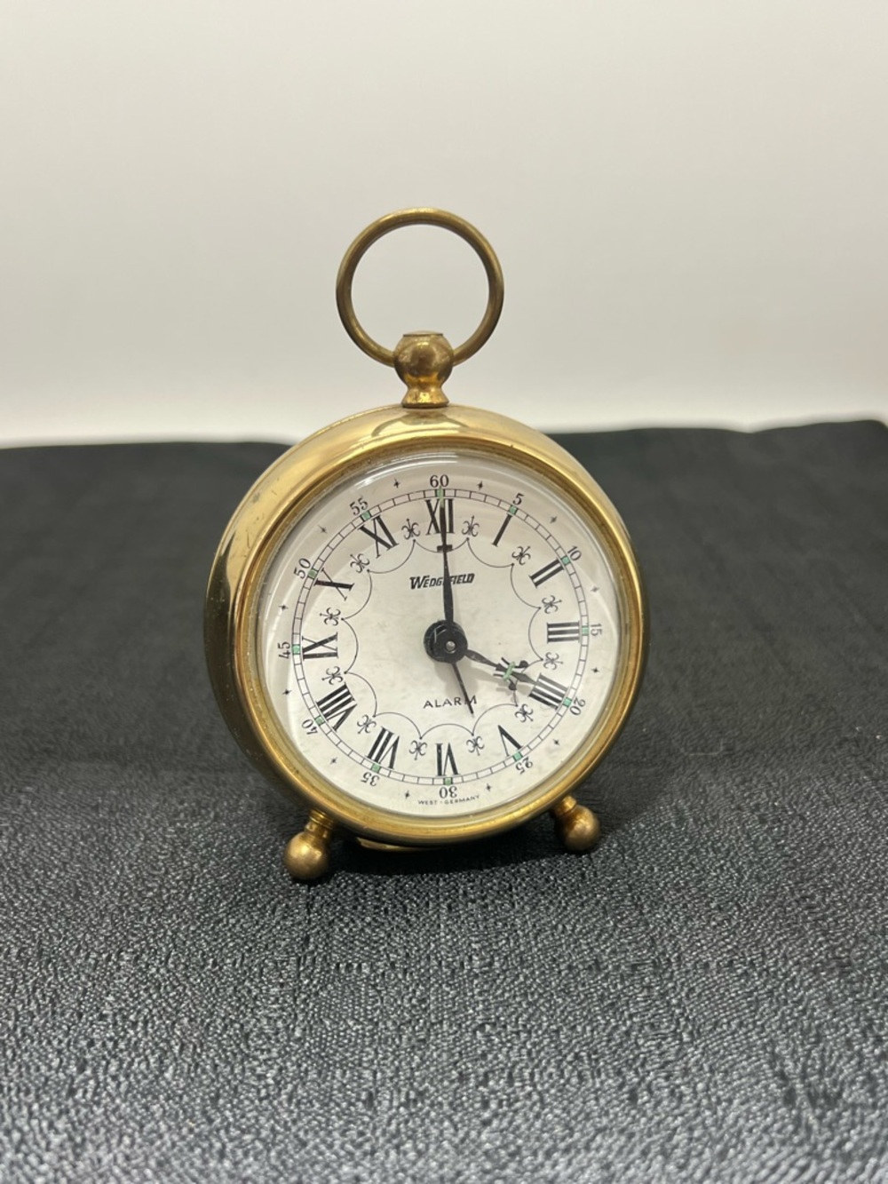 Vintage Wedgefield Brass Wind Up Alarm Clock